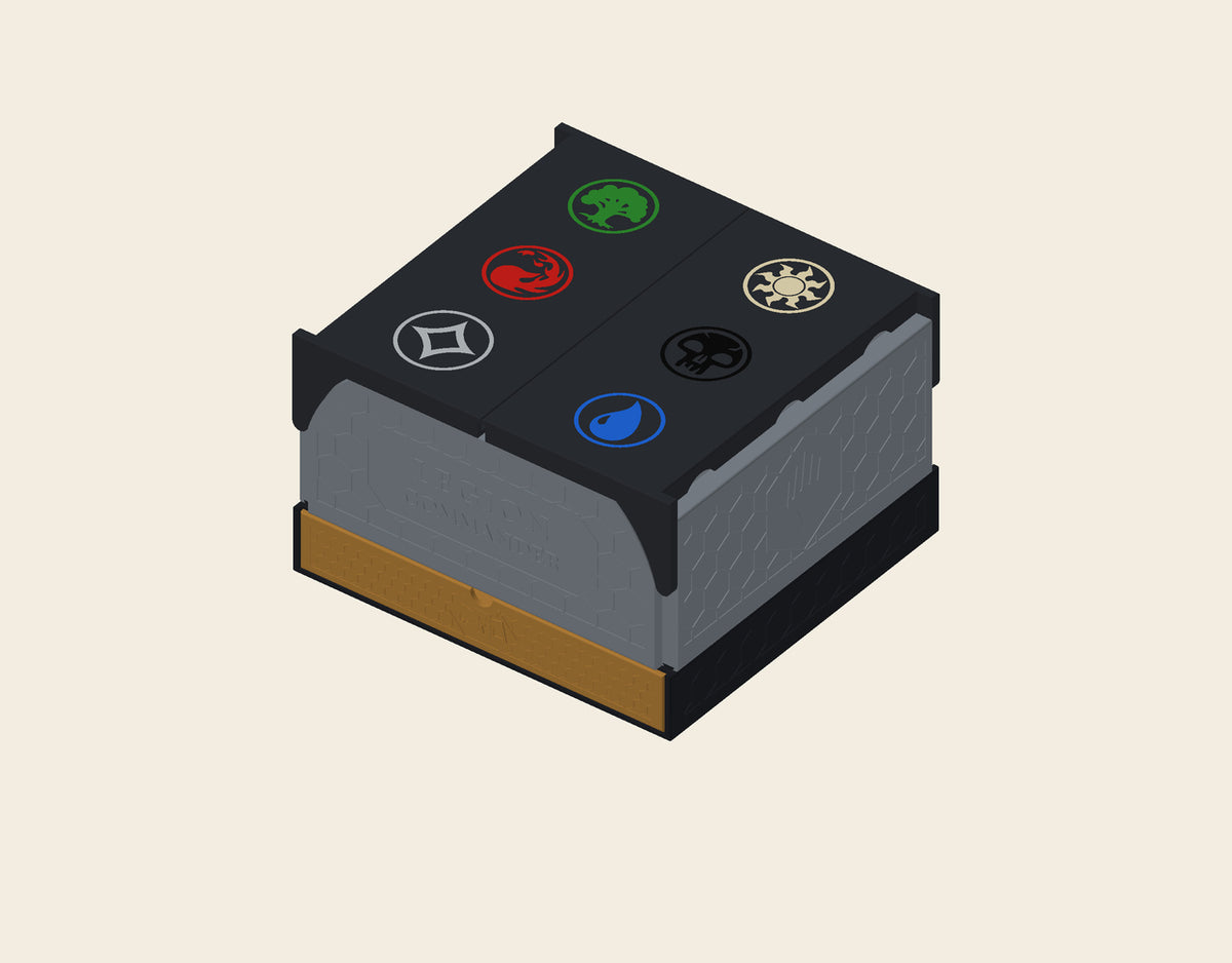 Charcoal Legion Commander closed, with six colored symbols and optional gold drawer assembly.